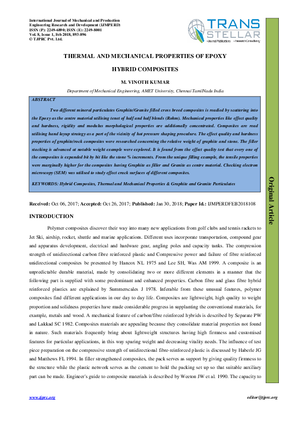 (PDF) THERMAL AND MECHANICAL PROPERTIES OF EPOXY HYBRID COMPOSITES