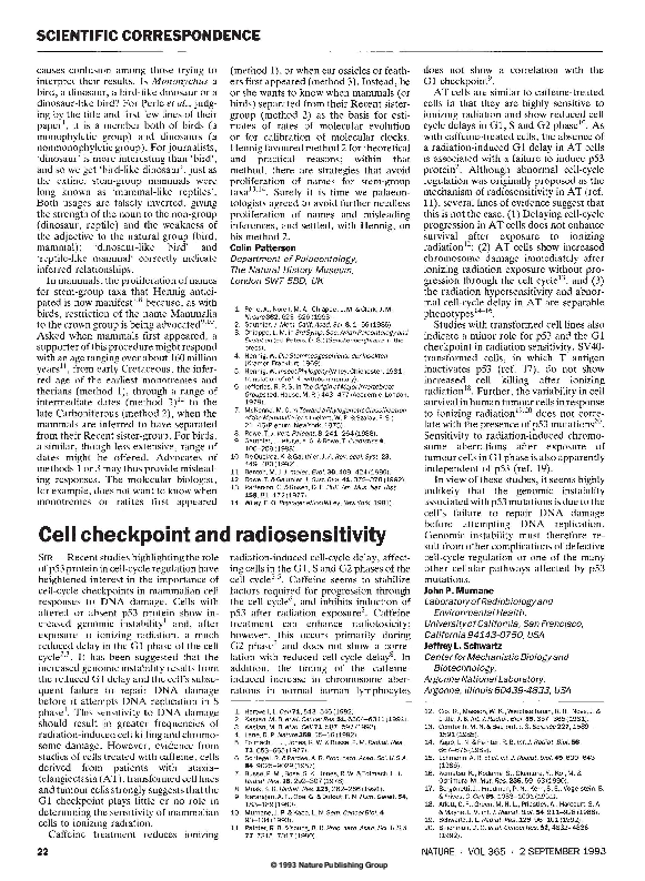 (PDF) Cell checkpoint and radiosensitivity