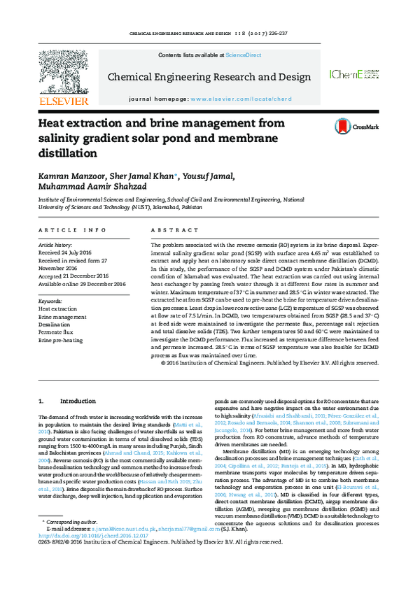 (PDF) Heat extraction and brine management from salinity gradient solar ...