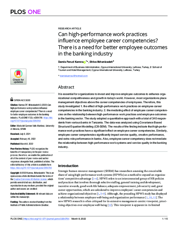 (PDF) Can high-performance work practices influence employee career ...