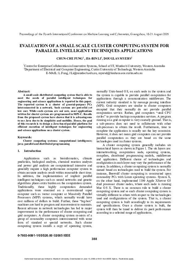 (PDF) Evaluation of a Small Scale Cluster Computing System for Parallel ...