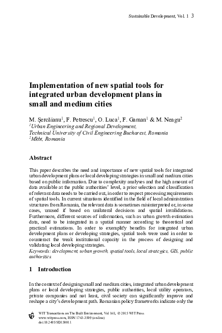 (PDF) Implementation of new spatial tools for integrated urban ...