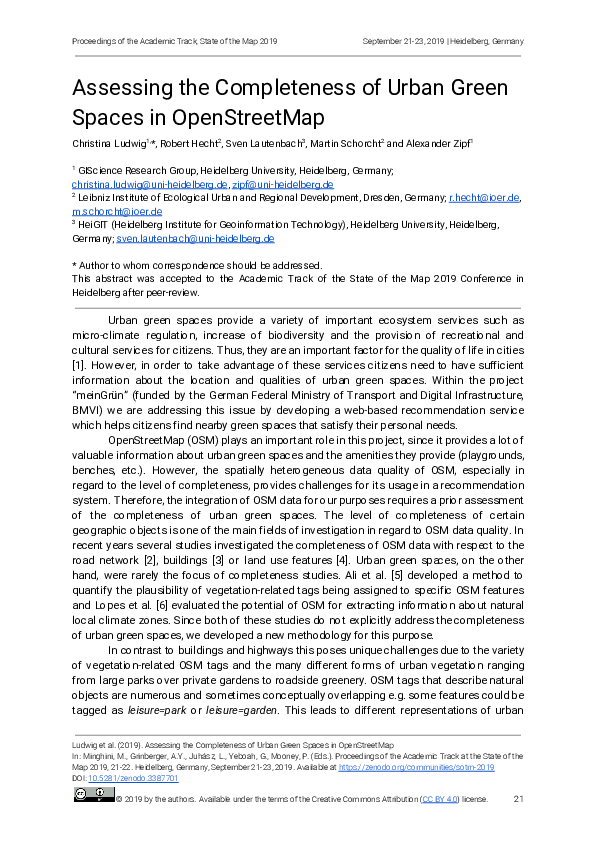 (PDF) Assessing the Completeness of Urban Green Spaces in OpenStreetMap