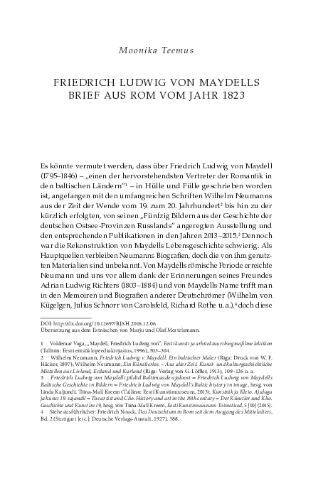 (PDF) Friedrich Ludwig von Maydells Brief aus Rom vom Jahr 1823
