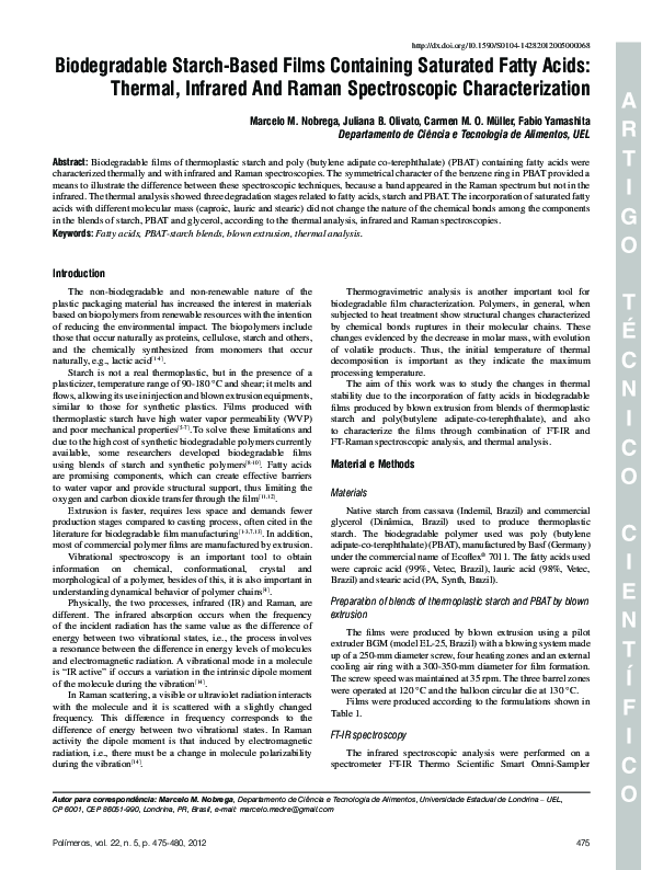 (PDF) Biodegradable starch-based films containing saturated fatty acids ...