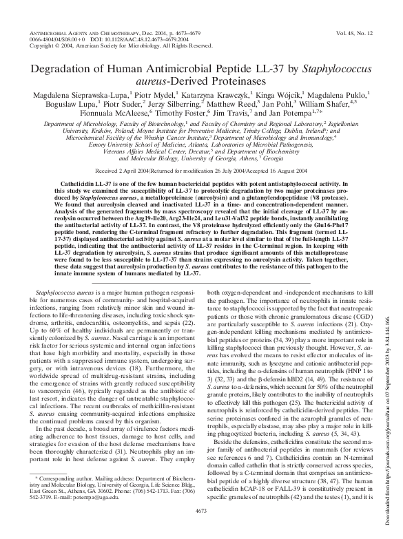 (PDF) Degradation of Human Antimicrobial Peptide LL-37 by ...