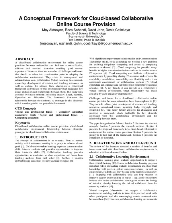 (PDF) A Conceptual Framework for Cloud-based Collaborative Online ...