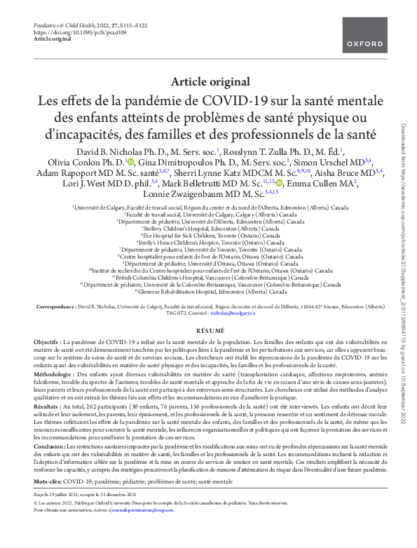 (PDF) Les effets de la pandémie de COVID-19 sur la santé mentale des ...