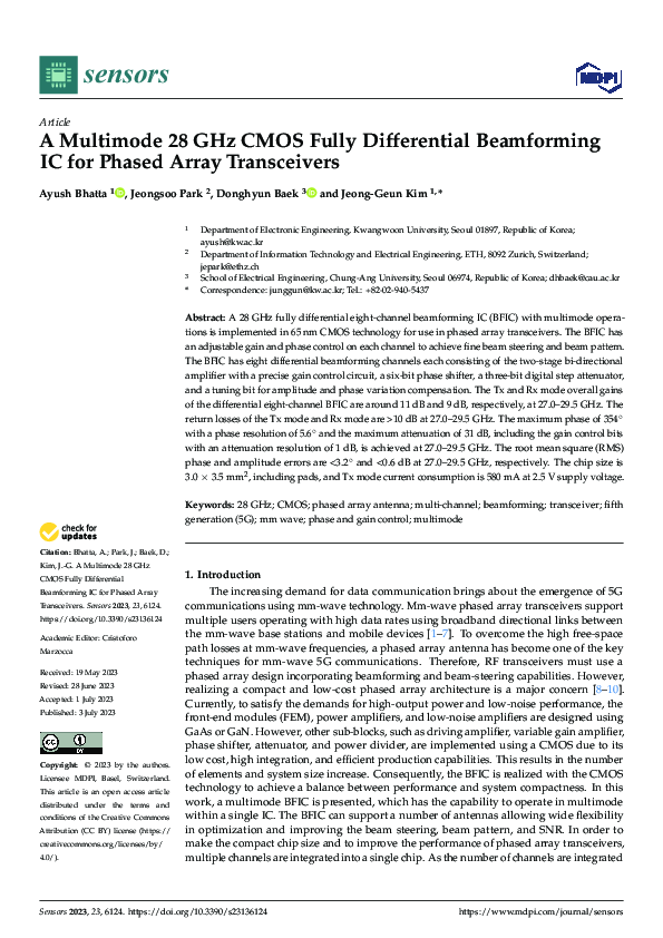 (PDF) A Multimode 28 GHz CMOS Fully Differential Beamforming IC for ...