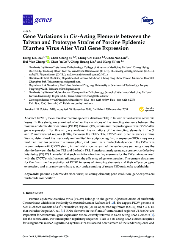 (PDF) Gene Variations in Cis-Acting Elements between the Taiwan and ...