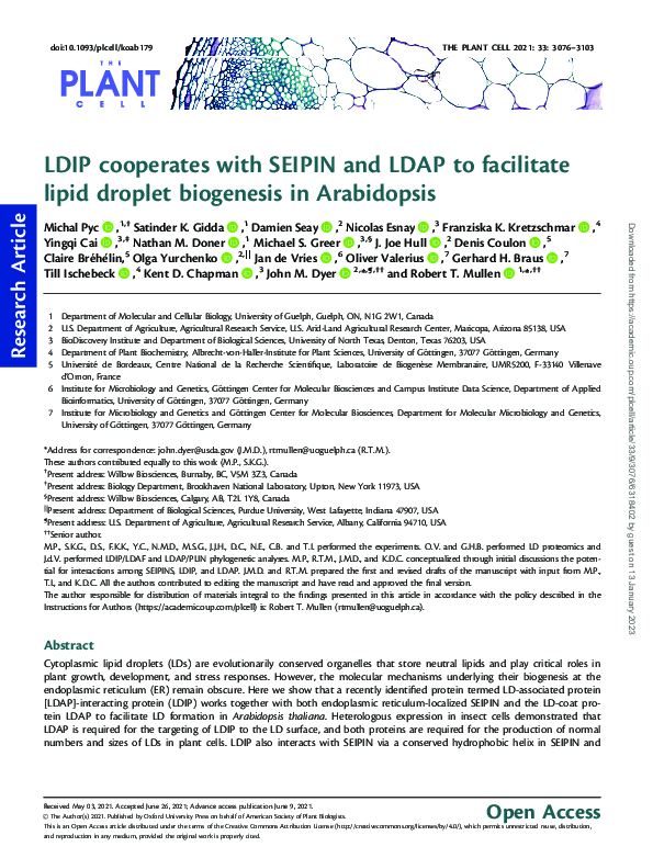 (PDF) LDIP cooperates with SEIPIN and LDAP to facilitate lipid droplet ...