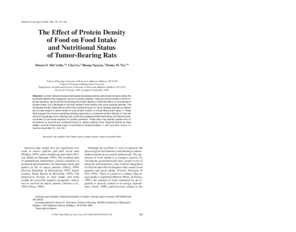 (PDF) The effect of protein density of food on food intake and ...