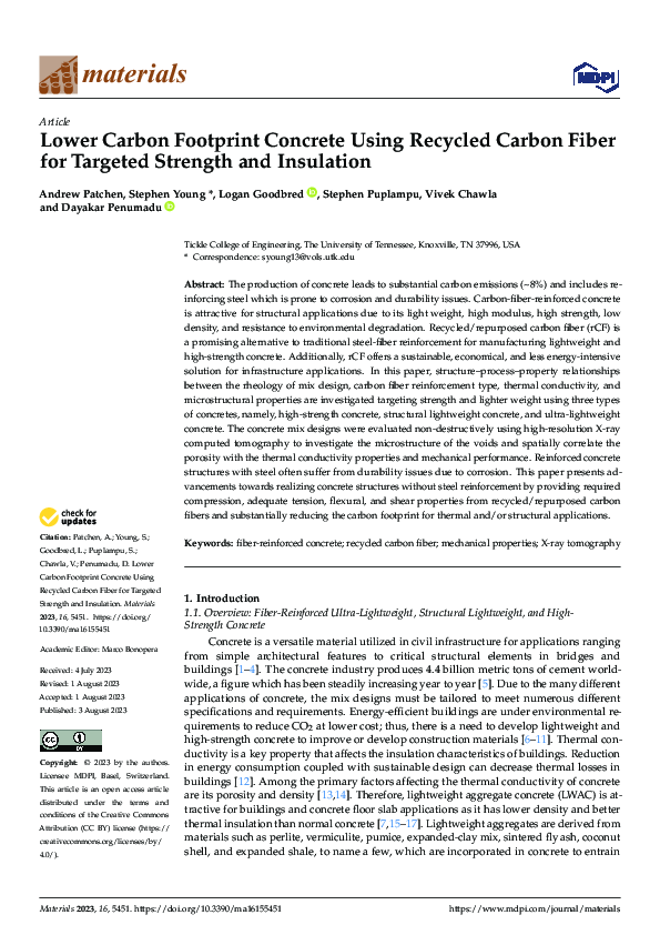 (PDF) Lower Carbon Footprint Concrete Using Recycled Carbon Fiber for ...