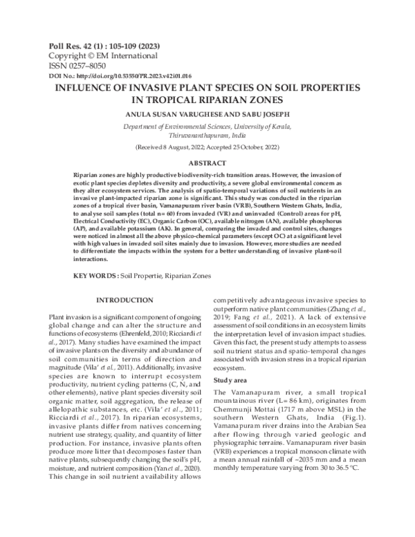 (PDF) Influence of Invasive Plant Species on Soil Properties in ...