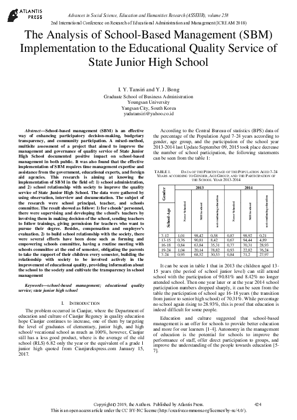 (PDF) The Analysis of School-Based Management (SBM) Implementation to ...