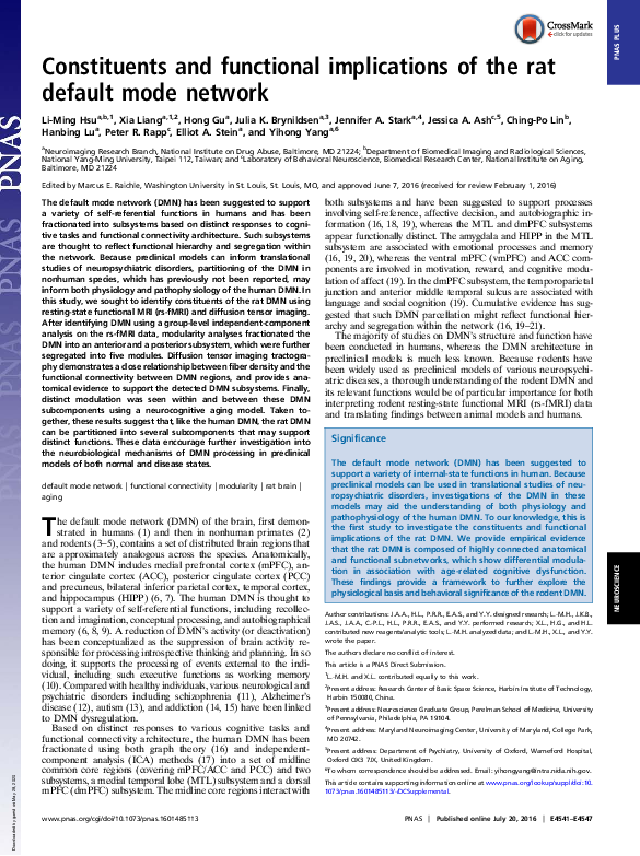 (PDF) Constituents and functional implications of the rat default mode ...