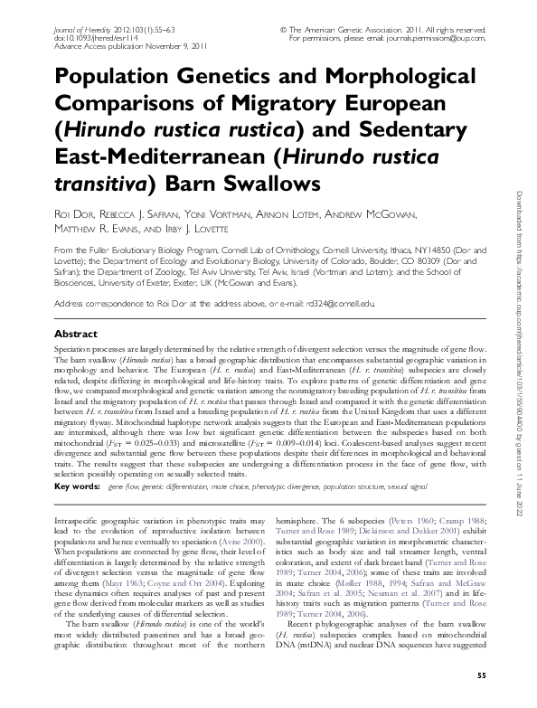 (PDF) Population Genetics and Morphological Comparisons of Migratory ...