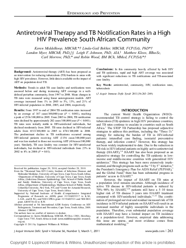 (PDF) Antiretroviral Therapy and TB Notification Rates in a High HIV ...