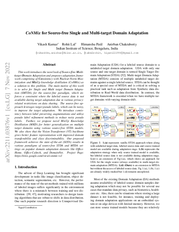 (PDF) CoNMix for Source-free Single and Multi-target Domain Adaptation