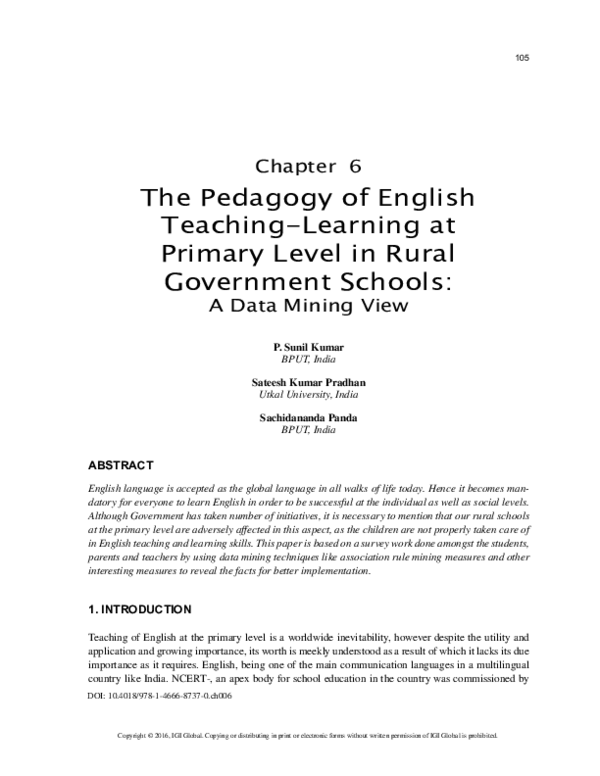 (PDF) The Pedagogy of English Teaching-Learning at Primary Level in ...