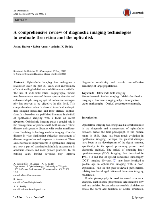 (PDF) A comprehensive review of diagnostic imaging technologies to ...