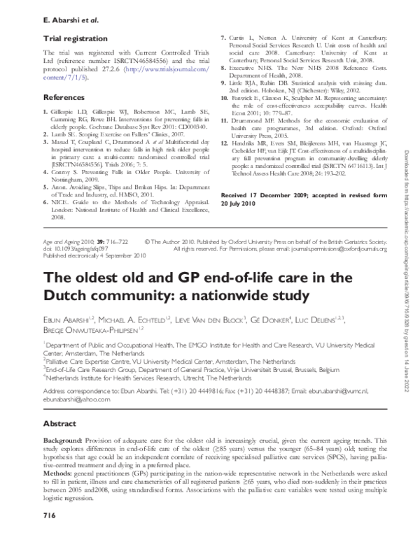 (PDF) The oldest old and GP end-of-life care in the Dutch community: a ...