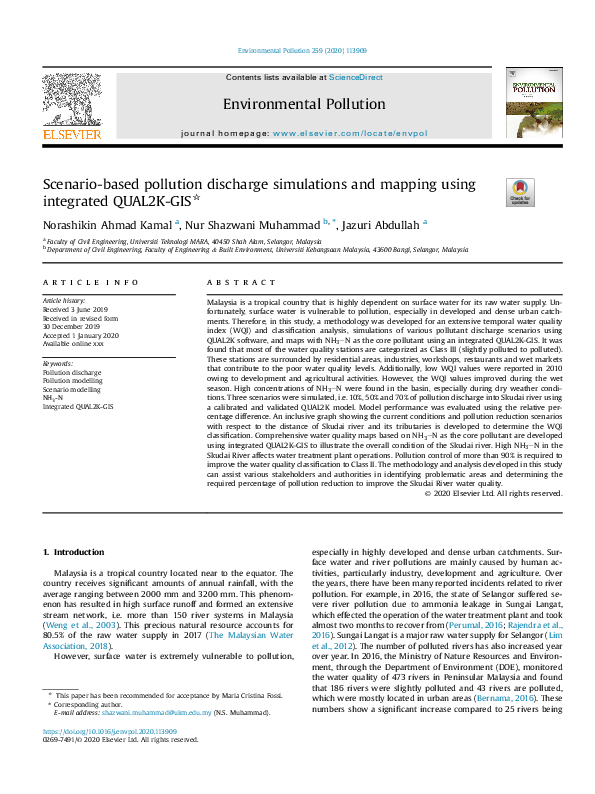 (PDF) Scenario-based pollution discharge simulations and mapping using ...