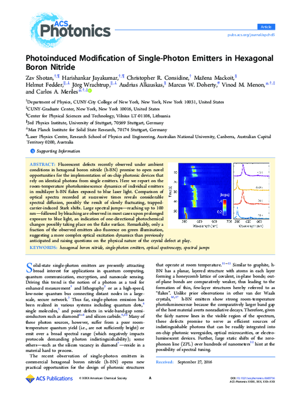 (PDF) Photoinduced Modification of Single-Photon Emitters in Hexagonal ...