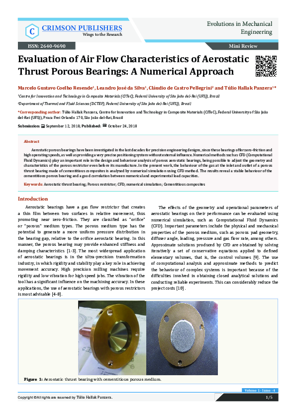 (PDF) Evaluation of Air Flow Characteristics of Aerostatic Thrust ...