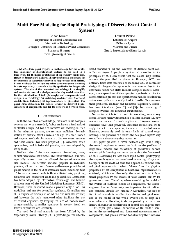 (PDF) Multi-face modeling for rapid prototyping of discrete event ...
