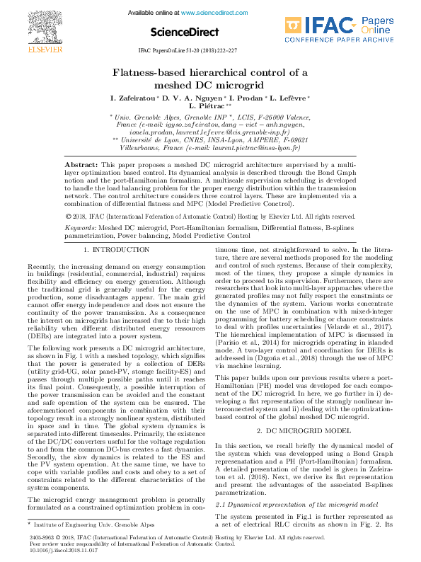 (PDF) Flatness-based hierarchical control of a meshed DC microgrid