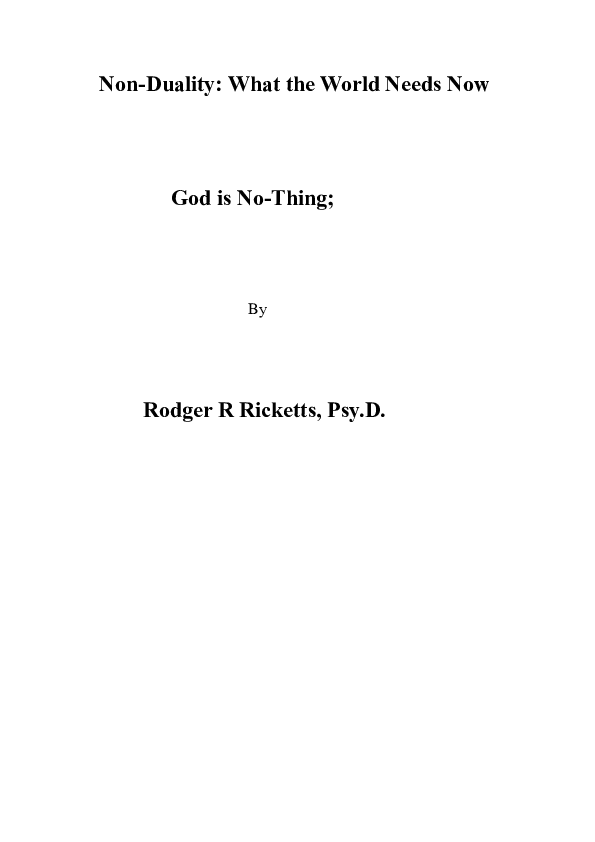(PDF) Non-Duality: What the World Needs Today