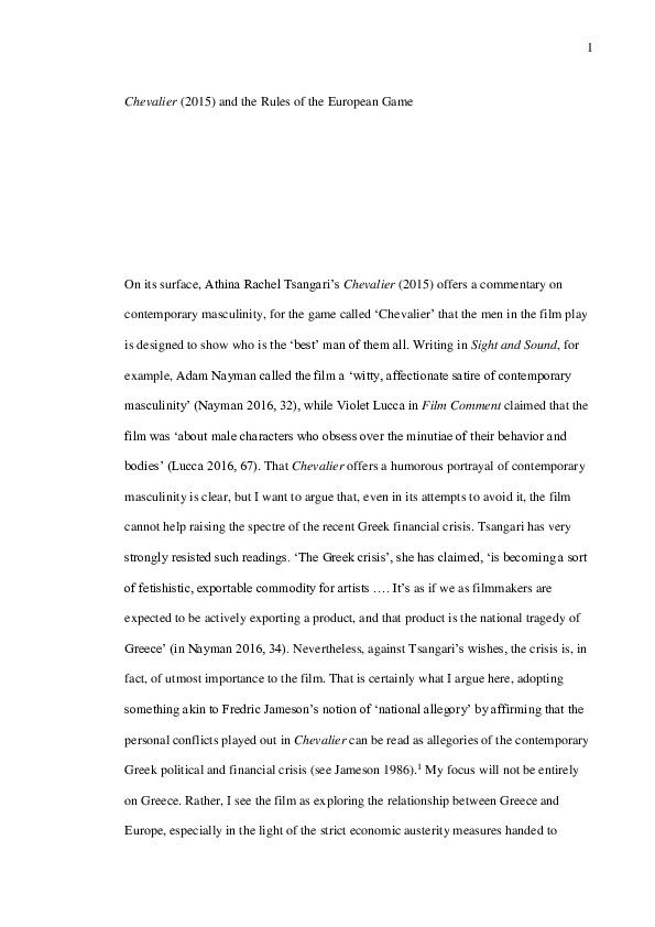 (PDF) Chevalier (2015) and the rules of the European game