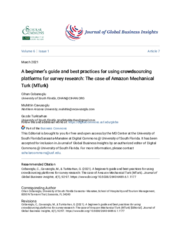 (PDF) A beginner’s guide and best practices for using crowdsourcing