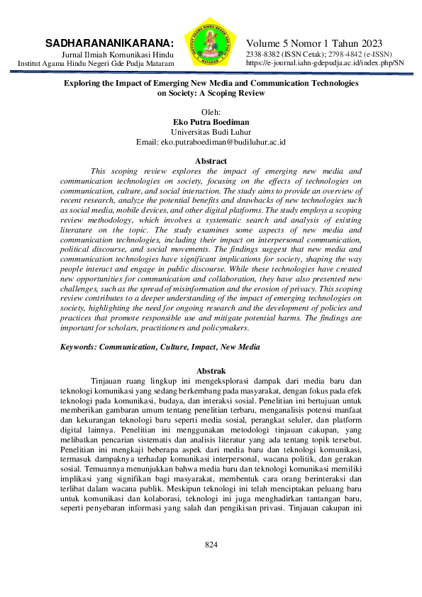 (PDF) Exploring the Impact of Emerging New Media and Communication ...