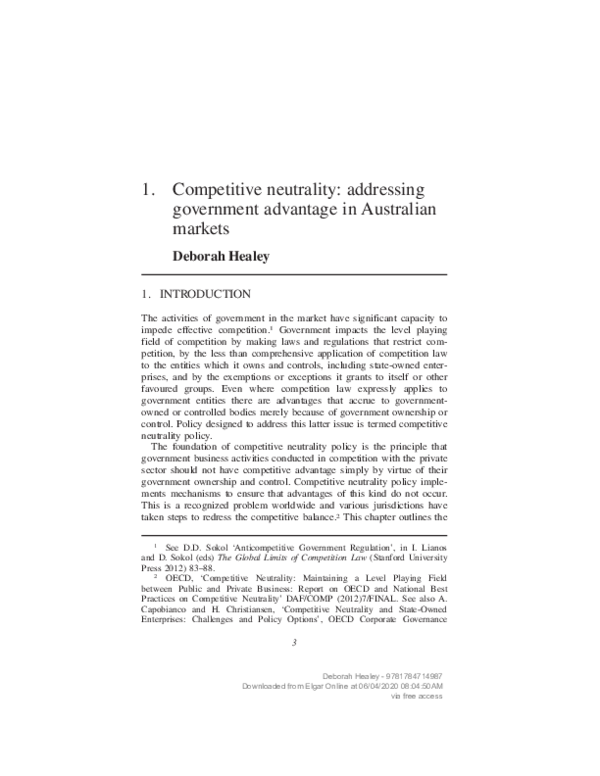 (PDF) Competitive neutrality: addressing government advantage in ...