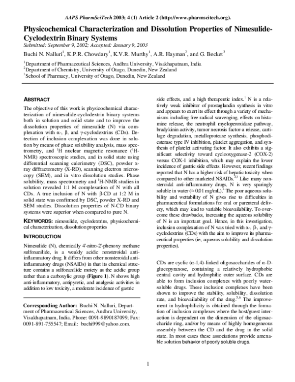 (PDF) Physicochemical characterization and dissolution properties of ...