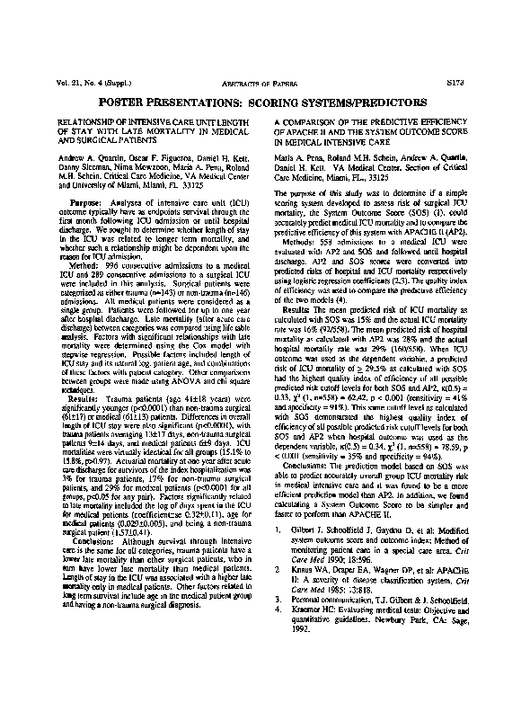 (PDF) A Comparison of the Predictive Efficiency of Apache II and the ...