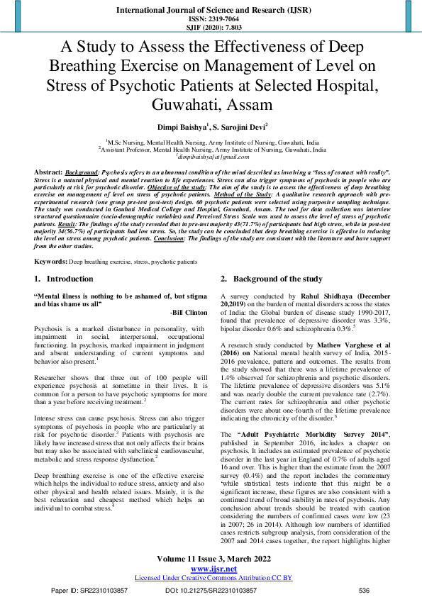 (PDF) A Study to Assess the Effectiveness of Deep Breathing Exercise on ...