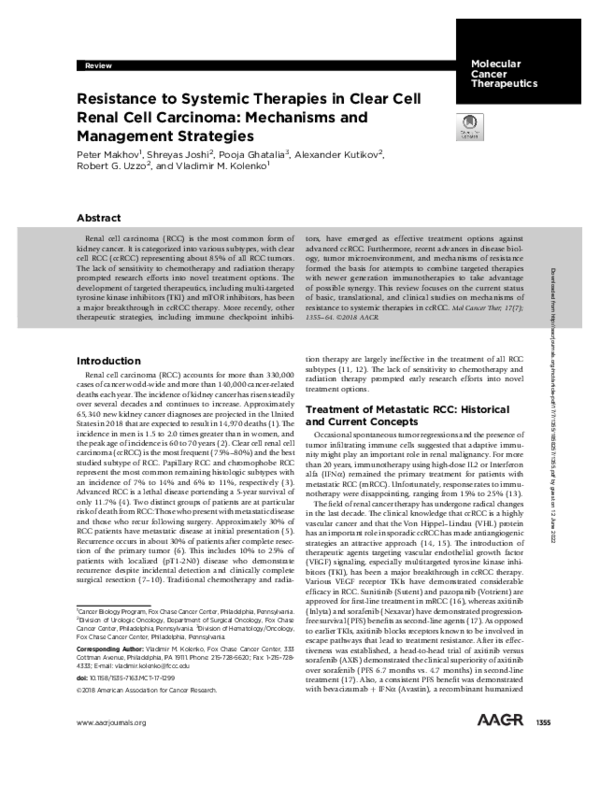 (PDF) Resistance to Systemic Therapies in Clear Cell Renal Cell ...