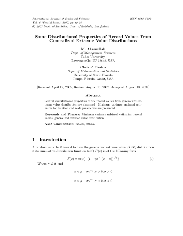 (PDF) Some Distributional Properties of Record Values From Generalized ...
