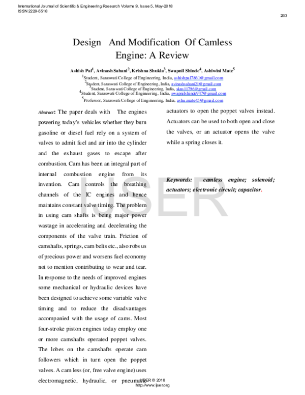 (PDF) Design And Modification Of Camless Engine: A Review