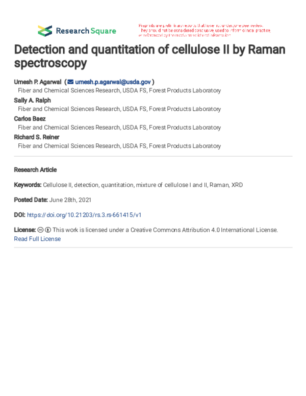 (PDF) Detection and quantitation of cellulose II by Raman spectroscopy