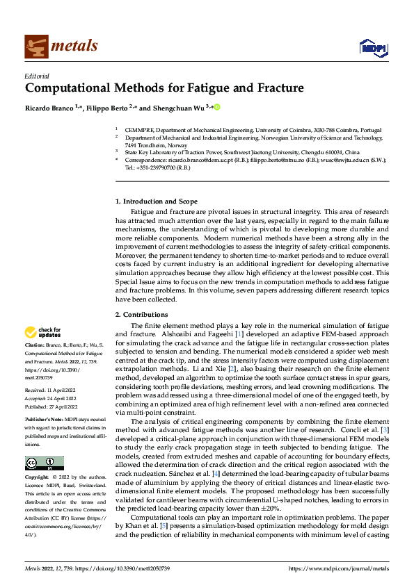 (PDF) Computational Methods for Fatigue and Fracture