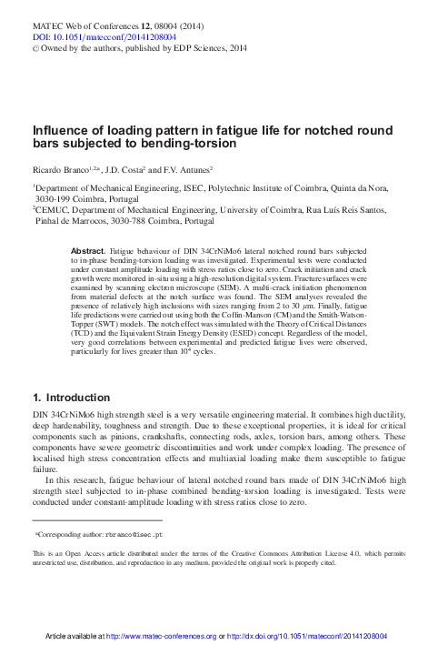 (PDF) Influence of loading pattern in fatigue life for notched round ...