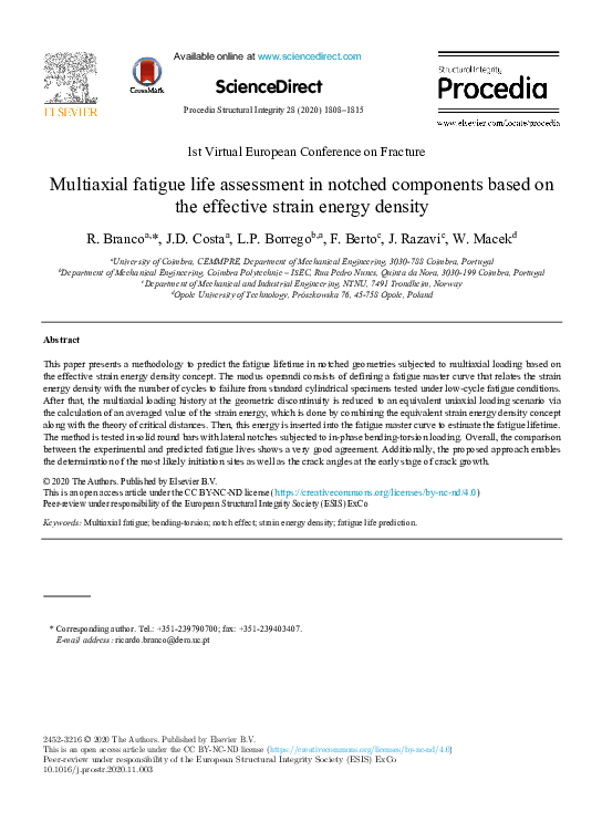 (PDF) Multiaxial fatigue life assessment in notched components based on ...