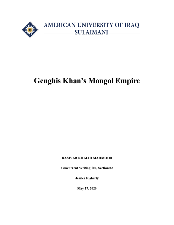 (DOC) Genghis Khan's Mongol Empire
