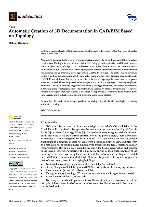 (PDF) Automatic Creation of 3D Documentation in CAD/BIM Based on Topology