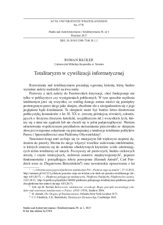 (PDF) Totalitaryzm w cywilizacji informatycznej