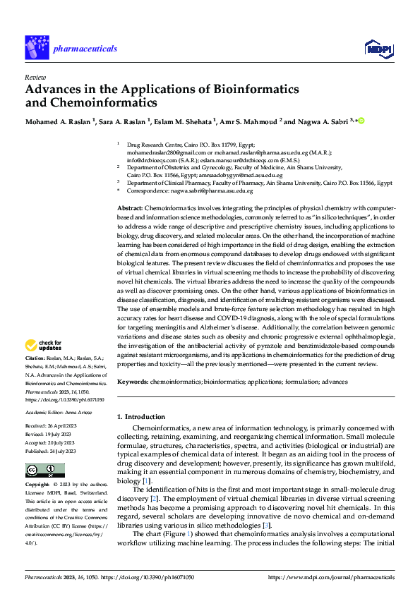 (PDF) Advances in the Applications of Bioinformatics and Chemoinformatics